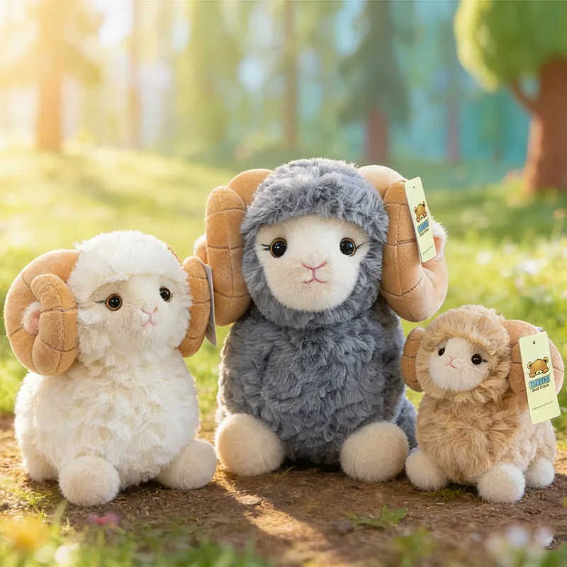 New Arrival Bighorn Sheep Plush Toy – Soft Stuffed Animal Doll, Cute Lifelike Goat Ornament & Room Decor Gift for Kids